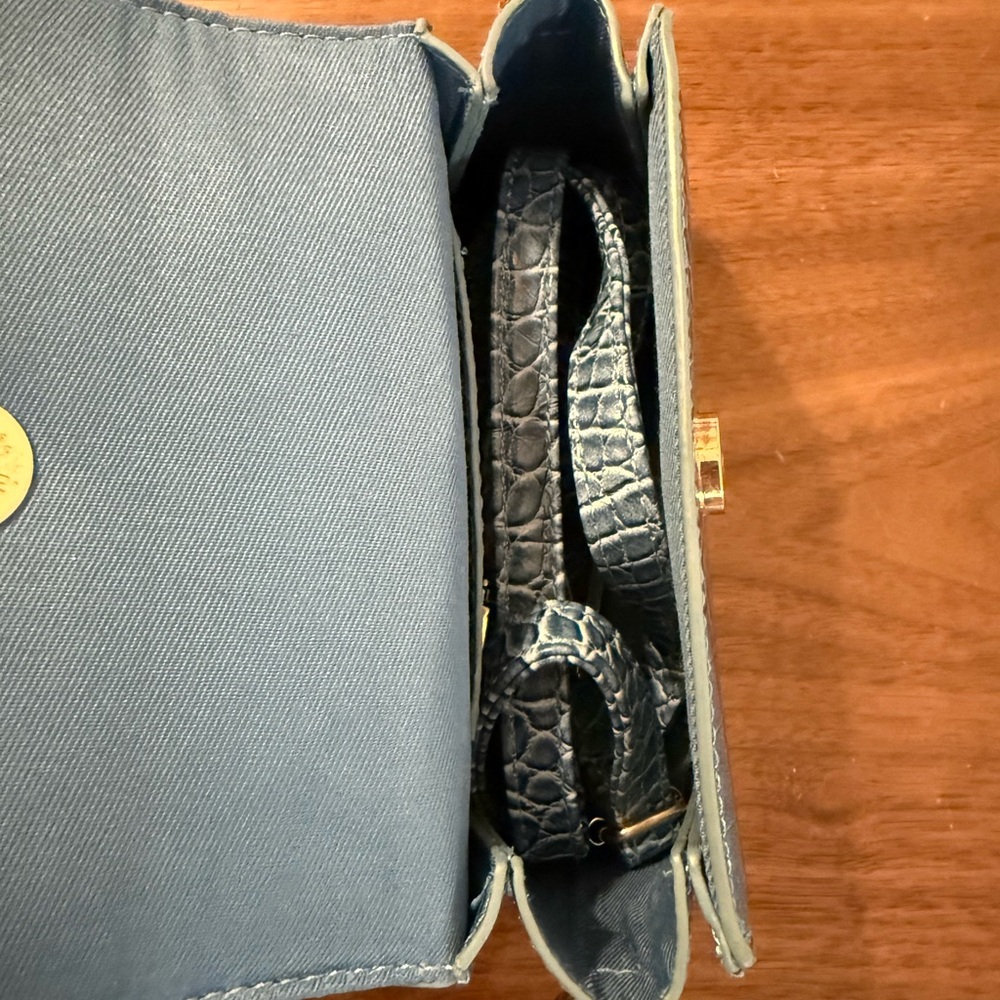 American Vintage Blue Croc-Embossed Mini Top-Handle Bag - Picture 3 of 4